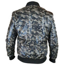 Mens Bomber Military Print Grey Camouflage Leather Jacket