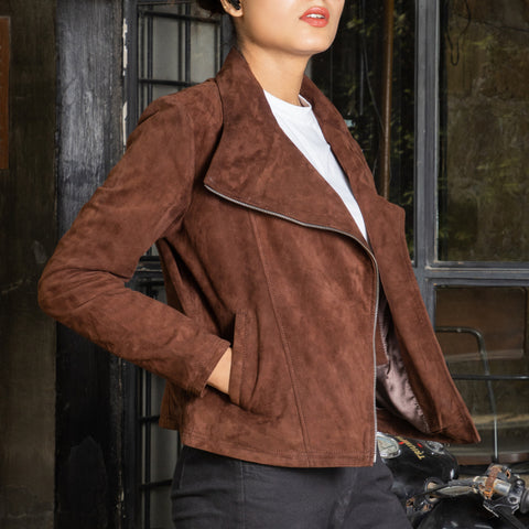 Real Suede Womens Biker Leather Jacket