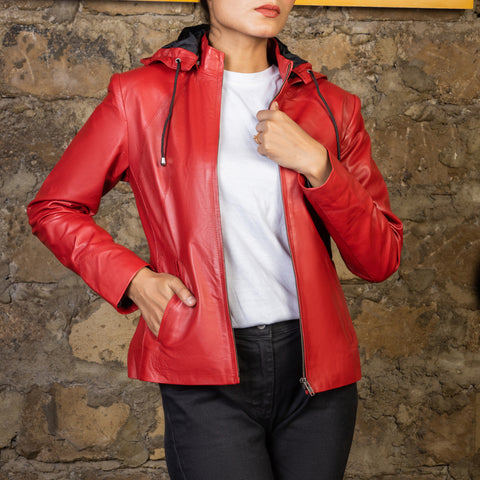 Jenny Hooded Womens Leather Jacket