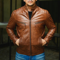 Jild Biker Style Cafe Racer Vintage Look Motorcycle Jacket