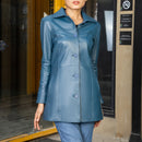 Fashionable women’s mid-length real leather coat

