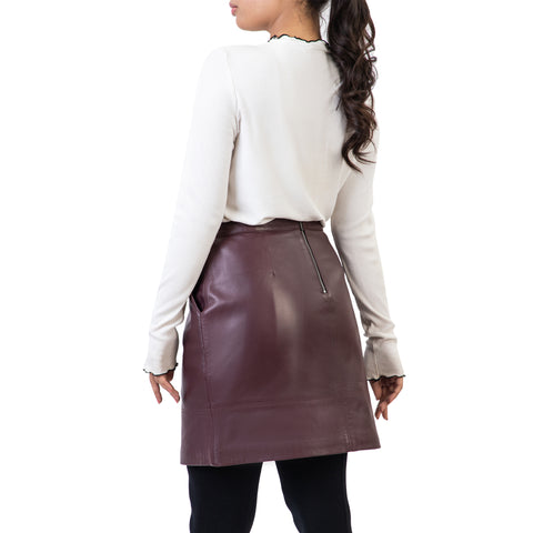 A-line High Waisted Womens Real Leather Pencil Skirt