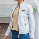 Women’s Quilted Lambskin Leather Jacket  Cafe Racer Style
