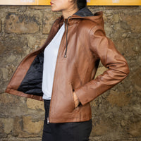 brown jacket without hood 
