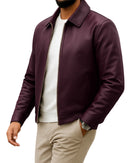 Harrington Burgundy Mens Leather Jacket-Limited Edition