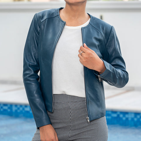 Womens Basic Everyday Leather Jacket