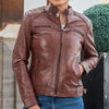 Women’s Quilted Lambskin Leather Jacket  Cafe Racer Style