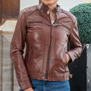 Women’s Quilted Lambskin Leather Jacket  Cafe Racer Style