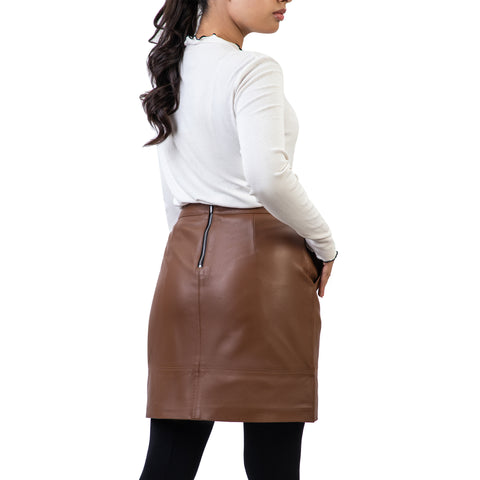 A-line High Waisted Womens Real Leather Pencil Skirt