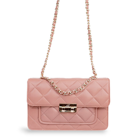 Flora Quilted Crossbody Leather Bag - Pink