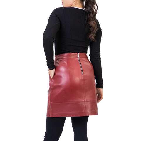 A-line High Waisted Womens Real Leather Pencil Skirt