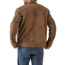 Men’s Vintage Brown Diamond Lambskin Waxed Leather Biker Jacket