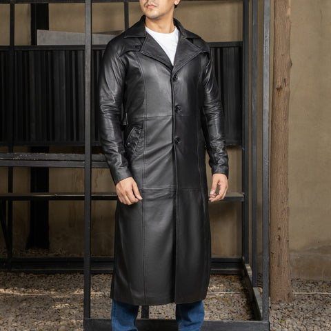 Jild Vintage Classic Leather Trench Coat Men