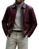 Harrington Burgundy Mens Leather Jacket-Limited Edition