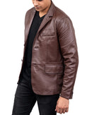 Men's 2-Buttons Lambskin Brown Leather Blazer