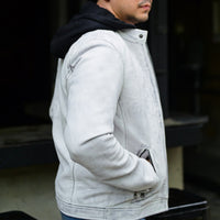 Jild Casual Hooded Vintage Leather Jacket Men with Removable Hood