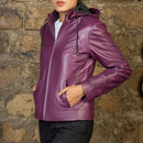 purple slim leather jacket by jild leather