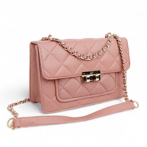 Flora Quilted Crossbody Leather Bag - Pink