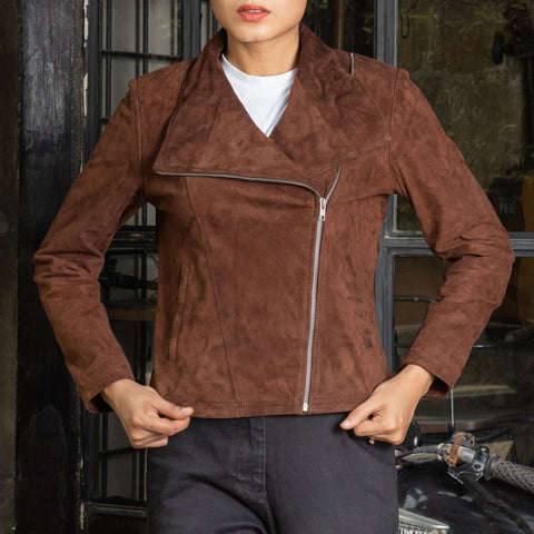 Real Suede Womens Biker Leather Jacket