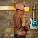 brown hood leather jacket for mens and womens 