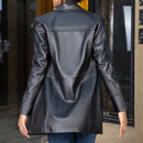 Back view of Women’s Real Leather 3/4 Car Coat for women

