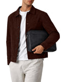 Suede Leather Button Up Relaxed Shirt