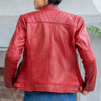 Women’s Quilted Lambskin Leather Jacket  Cafe Racer Style