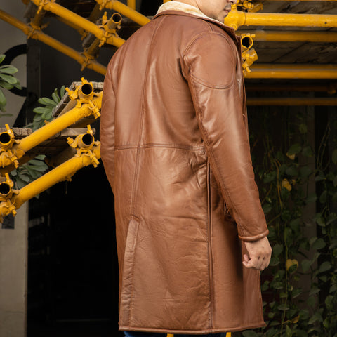 Men's Turlock Tan Shearling Leather Coat