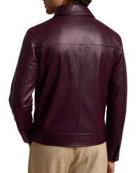 Harrington Burgundy Mens Leather Jacket-Limited Edition
