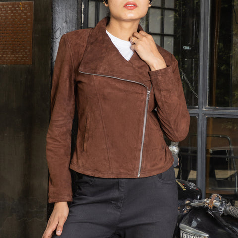 Real Suede Womens Biker Leather Jacket