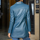 Back view of Women’s Real Leather 3/4 Car Coat for women

