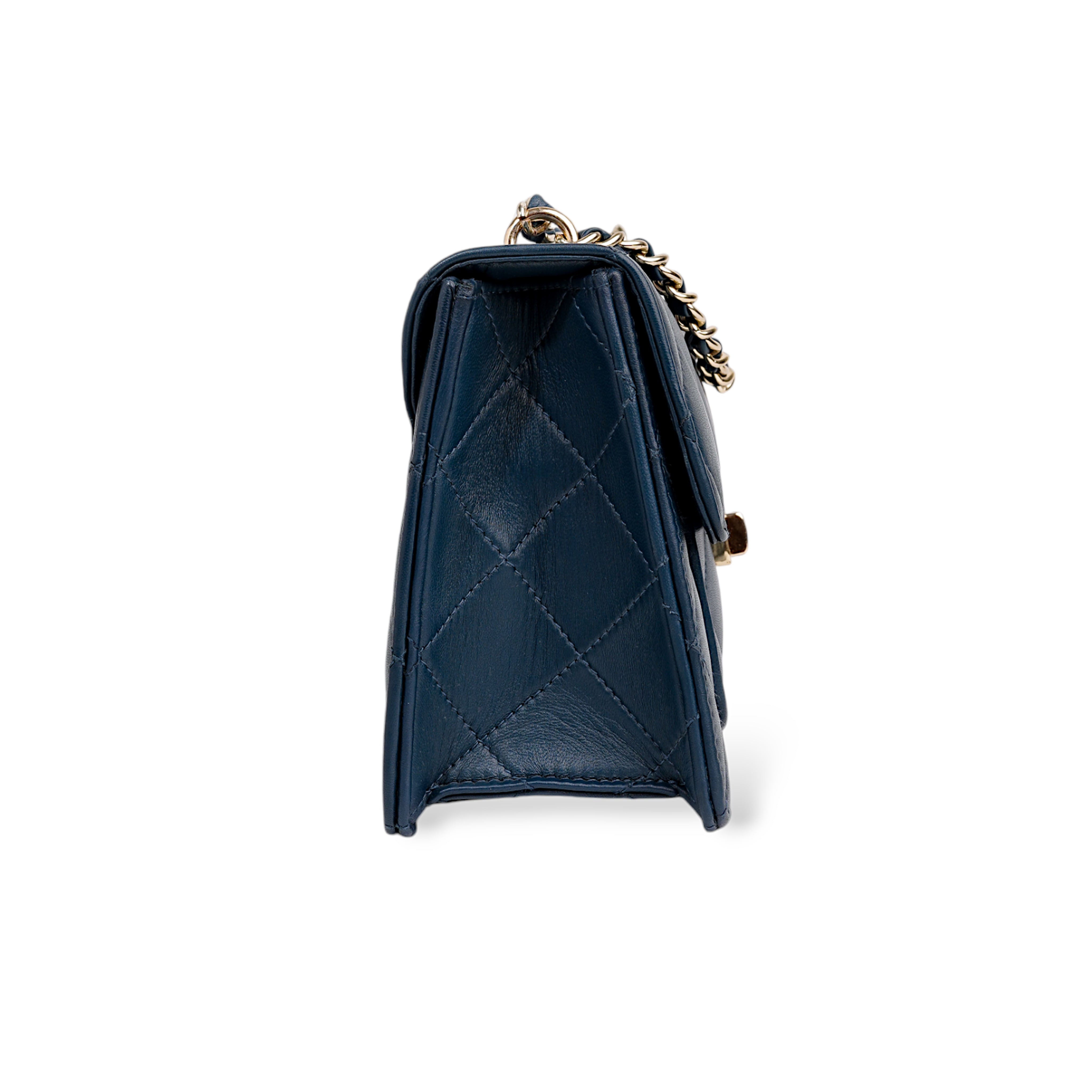 Flora Quilted Crossbody Leather Bag - Blue