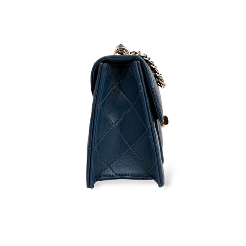 Flora Quilted Crossbody Leather Bag - Blue