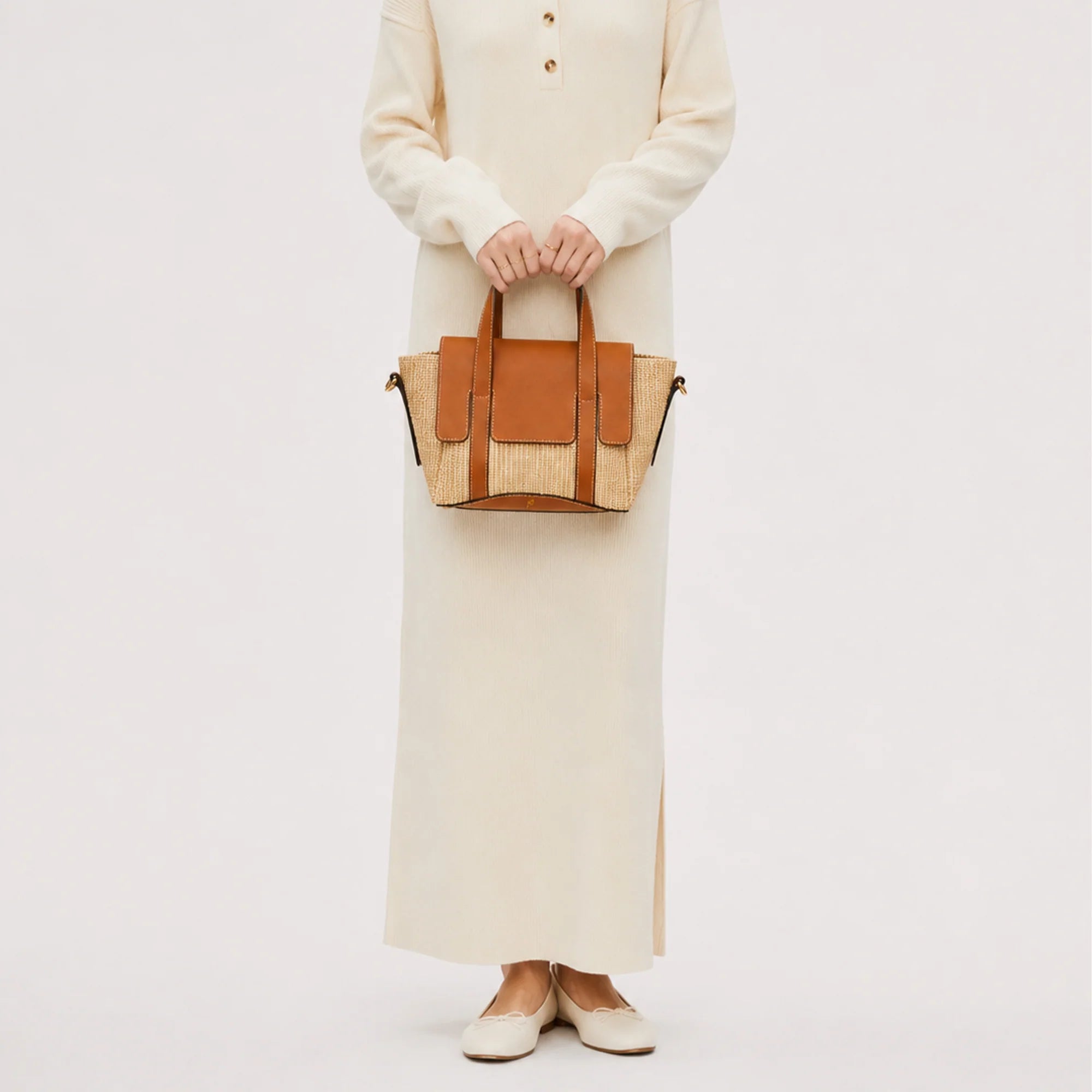 Jute Charm Flapover Bag