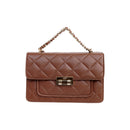 Flora Quilted Crossbody Leather Bag - Tan Brown