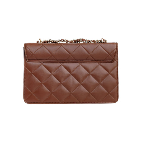 Flora Quilted Crossbody Leather Bag - Tan Brown