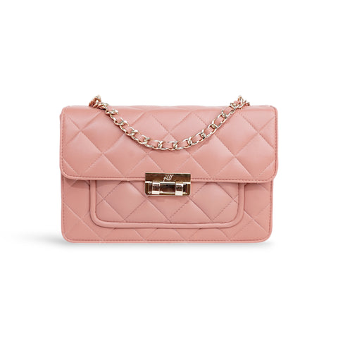 Flora Quilted Crossbody Leather Bag - Pink