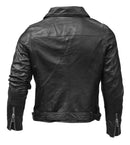 Mens Biker Police Black Leather Jacket