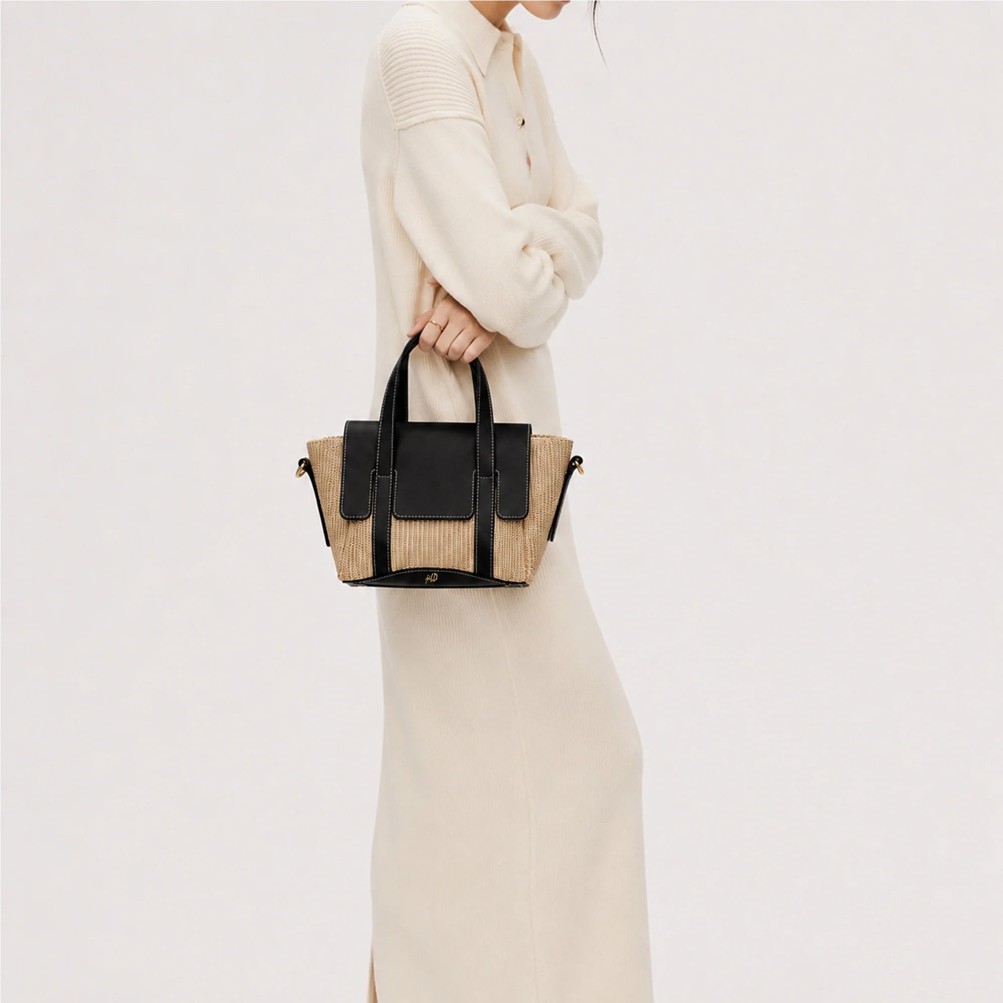 Jute Charm Flapover Bag