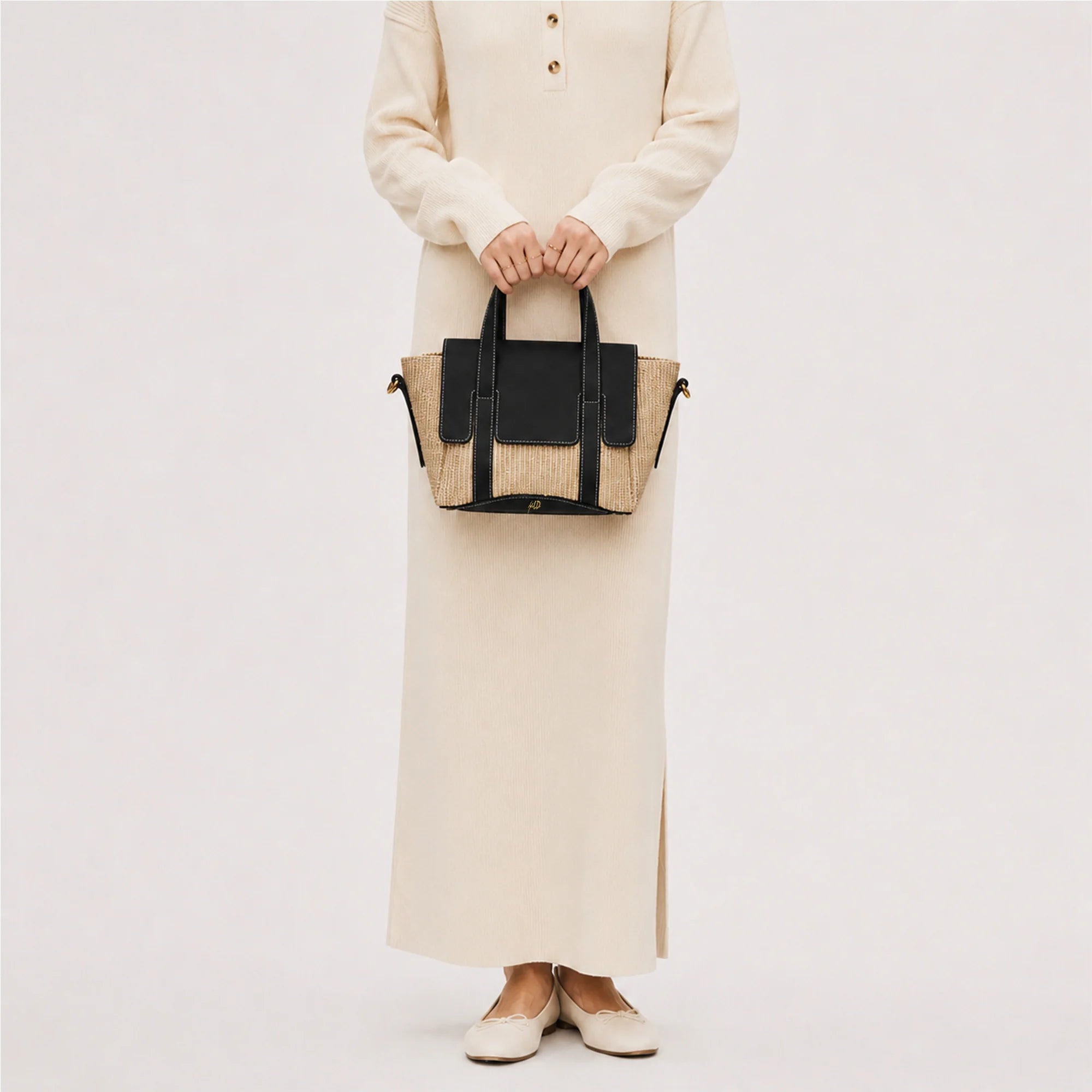 Jute Charm Flapover Bag