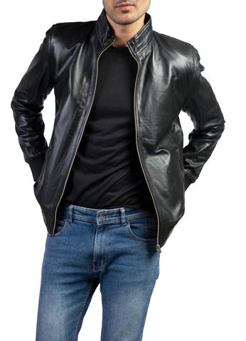 Bomber Black Mens Leather Jacket