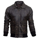 Mens Bomber Style Aviator Fur Collar Leather Jacket