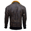 Mens Bomber Style Aviator Fur Collar Leather Jacket