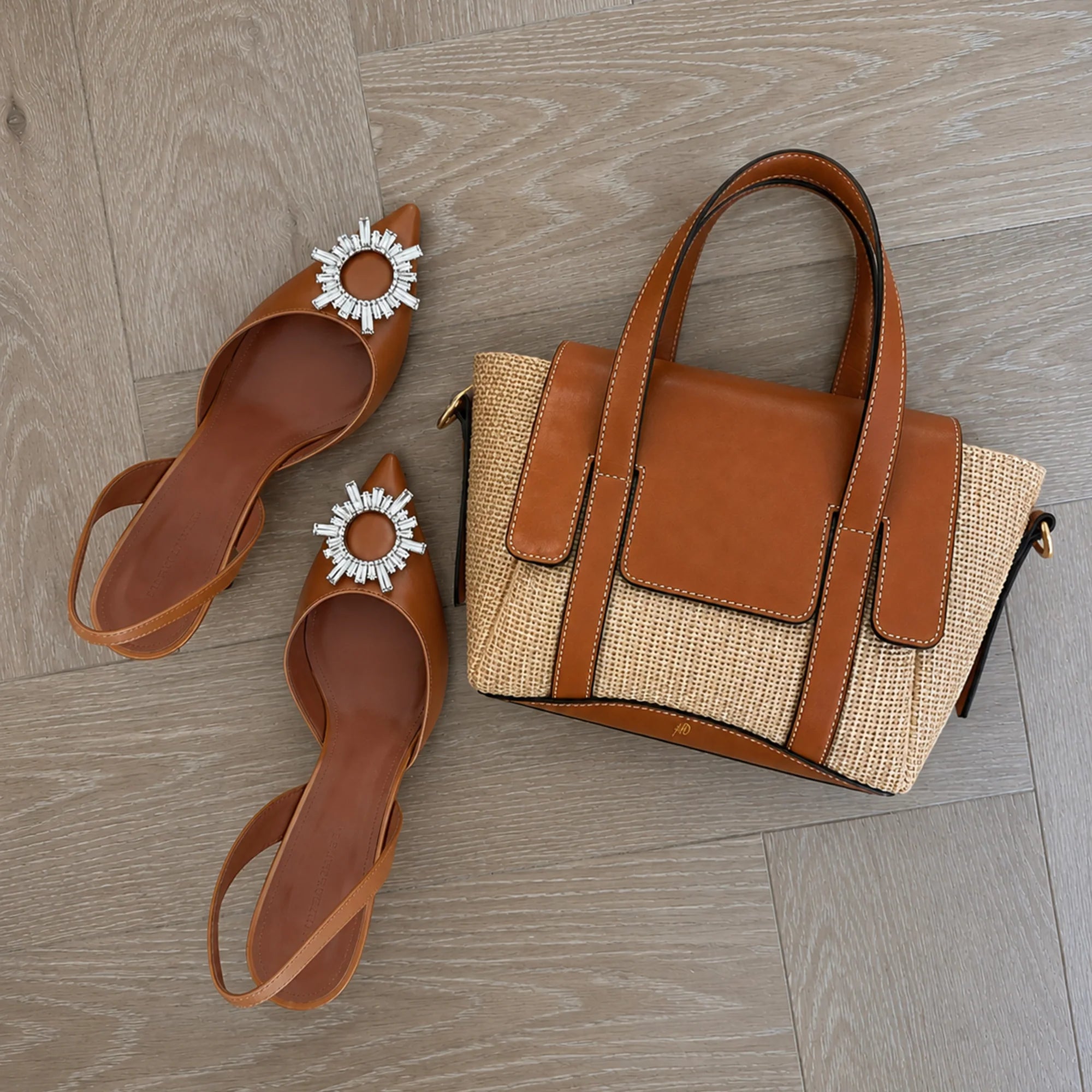Jute Charm Flapover Bag