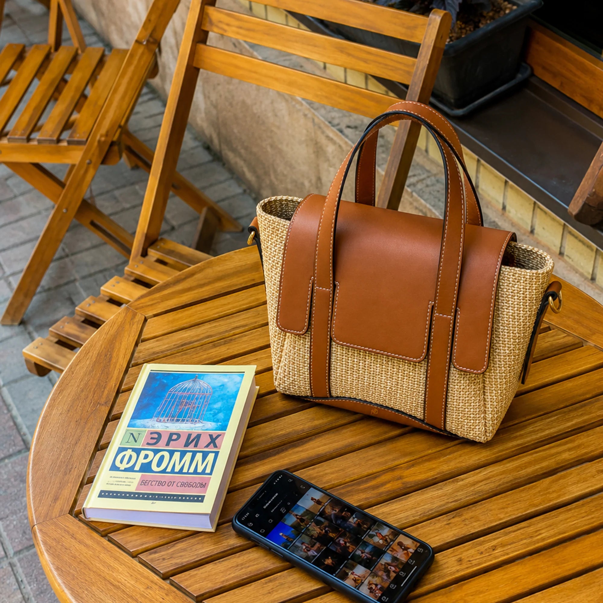 Jute Charm Flapover Bag