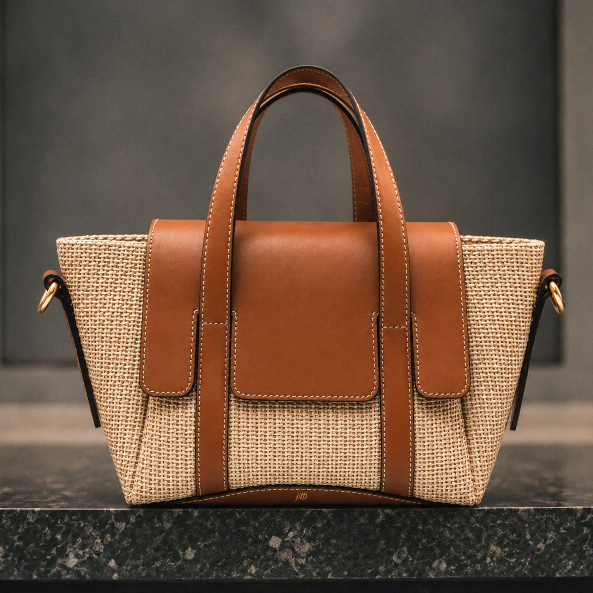 Jute Charm Flapover Bag