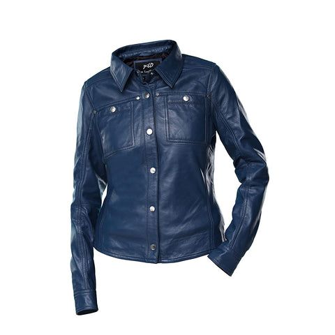 Womens Blue Shirt Style Leather Jacket