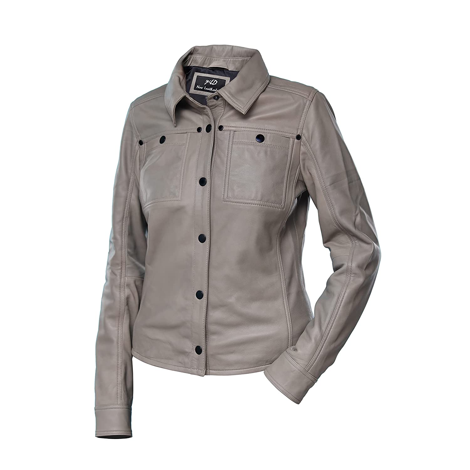Women's Grey Shirt Style Leather Jacket