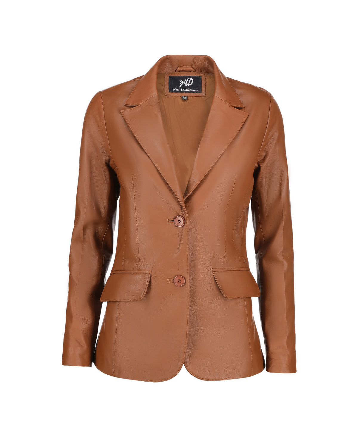 Jild Women's Jild Classic Lambskin Cognac Leather Blazer – Jildleather