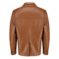 Casual Men's Leather Blazer with Seamless Invisible Stitching

